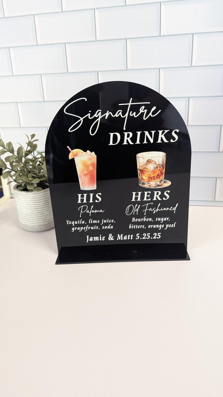 Personalized Wedding Signature Drink Bar Sign