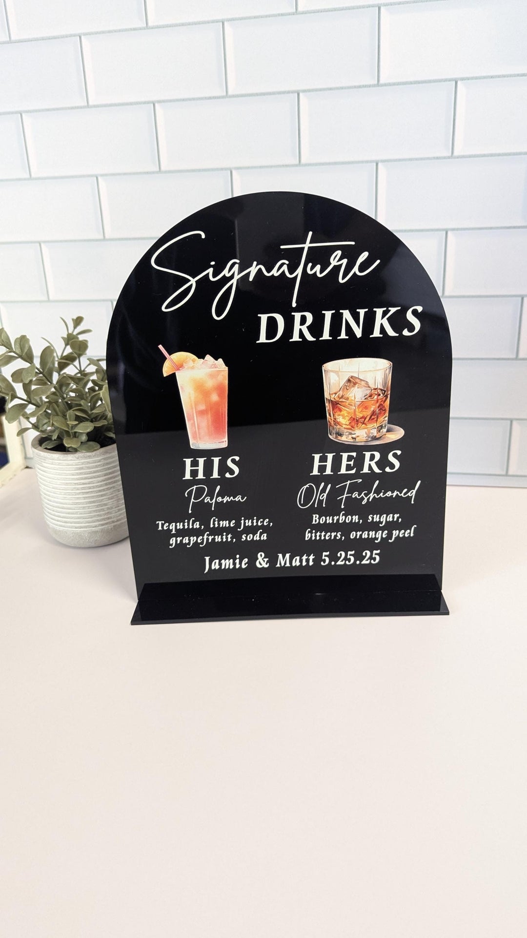 Signature Drink Sign Wedding Cocktail Menu Bar Sign