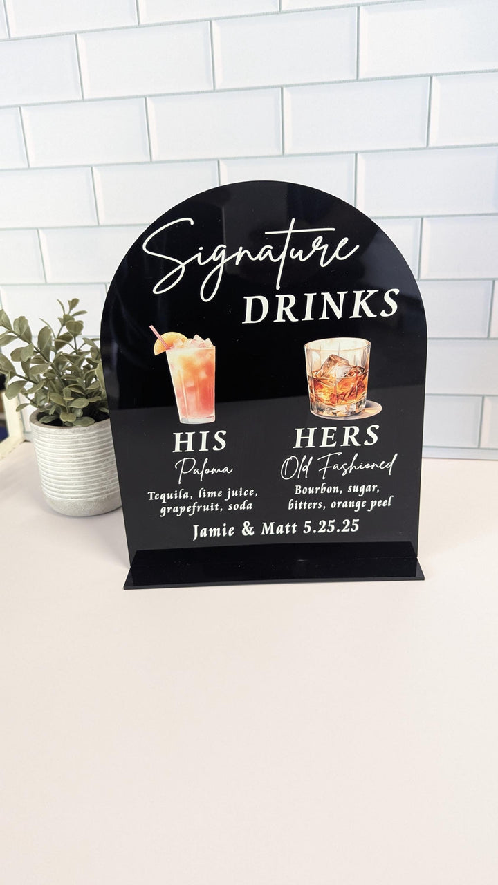 Signature Drink Sign Wedding Cocktail Menu Bar Sign