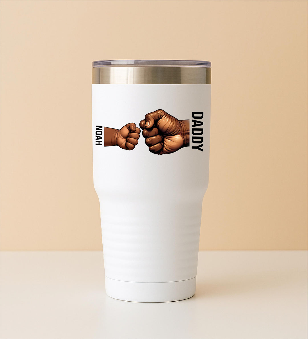 Dad hand fist tumbler with kids name Personalized dad gift Custom Papa cup Fathers day gift tumbler Grandpa&nbsp;birthday gift dad from kids
