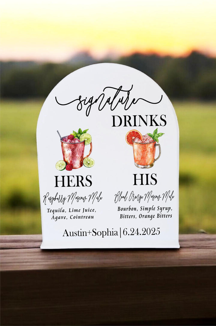 Personalized Wedding Signature Drink Menu Sign