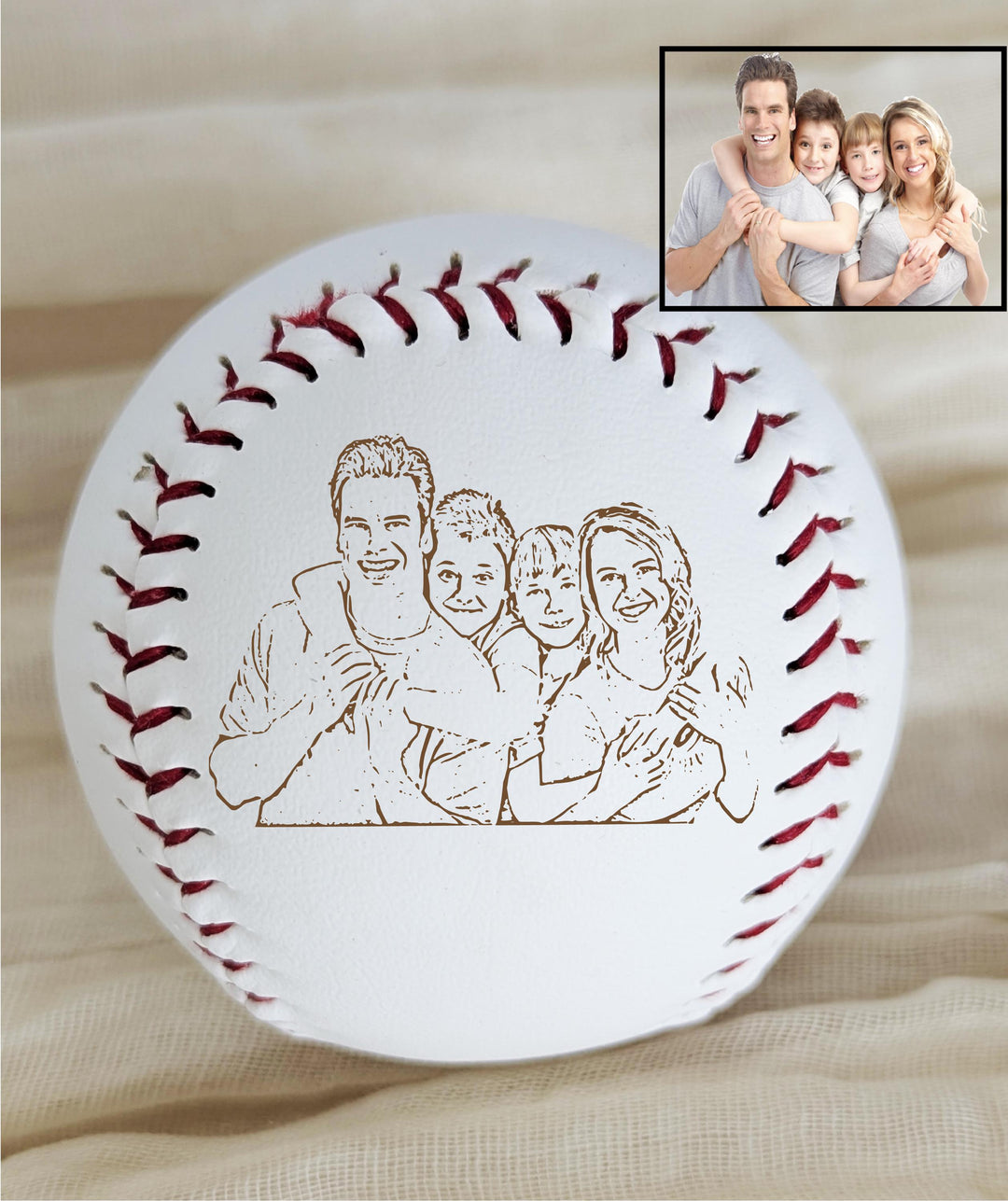 Personalized Photo Baseball Gift: Engraved Family Keepsake Picture gifts