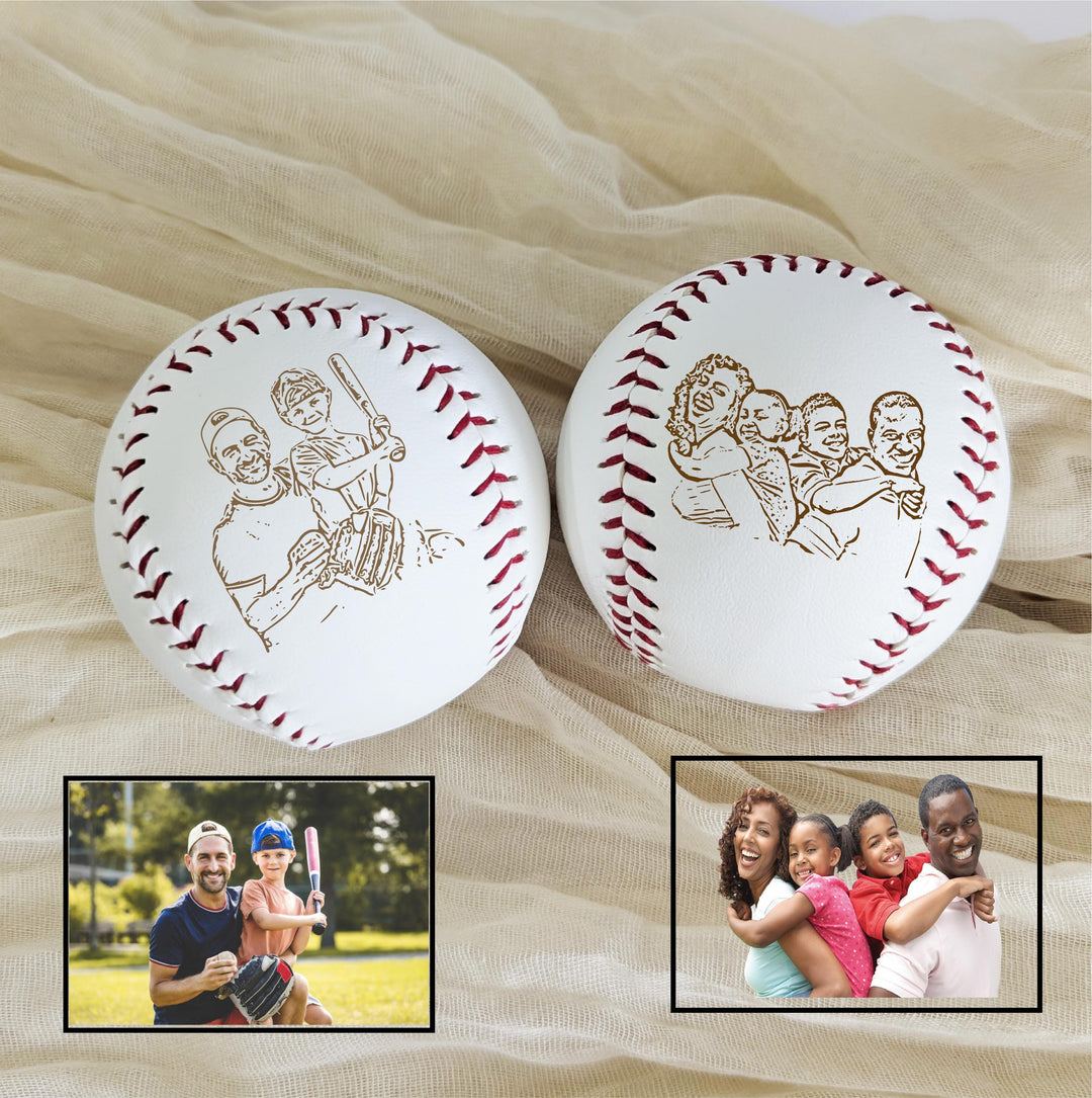Personalized Gift for Dad Photo Baseball with Kids Names