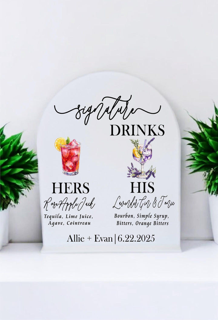 Signature Drink Sign Wedding Cocktail Menu Wedding Drink Sign His and Her favorite&nbsp;Drinks Bride and Groom Drink Sign wedding Bar menu sign