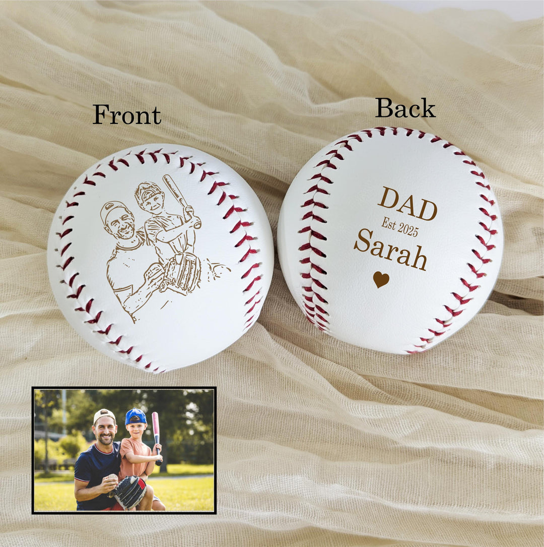 Personalized Gift for Dad Photo Baseball with Kids Names