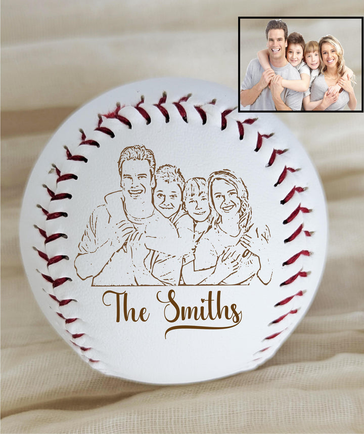 Personalized Photo Baseball Gift: Engraved Family Keepsake Picture gifts