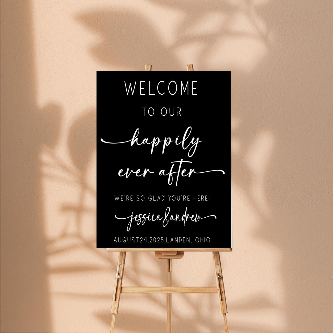 Happily ever after Wedding Welcome Signs Welcome To Our Wedding Sign Acrylic Personalized wedding Reception sign minimalistic sign