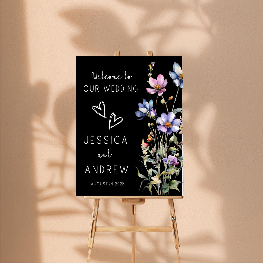 Wild flower Wedding Welcome Signs Welcome To Our Wedding Sign Acrylic lavender floral Personalized wedding Reception sign Bride groom name
