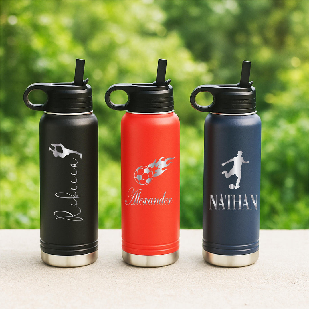 Personalized Kids Stainless Steel Water Bottle with Straw