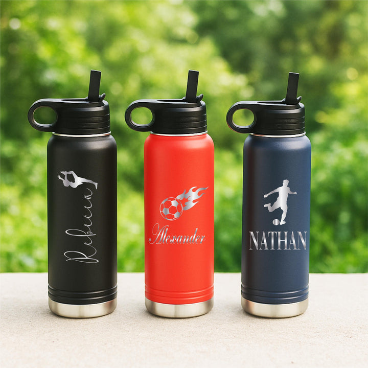 Personalized Kids Stainless Steel Water Bottle with Straw