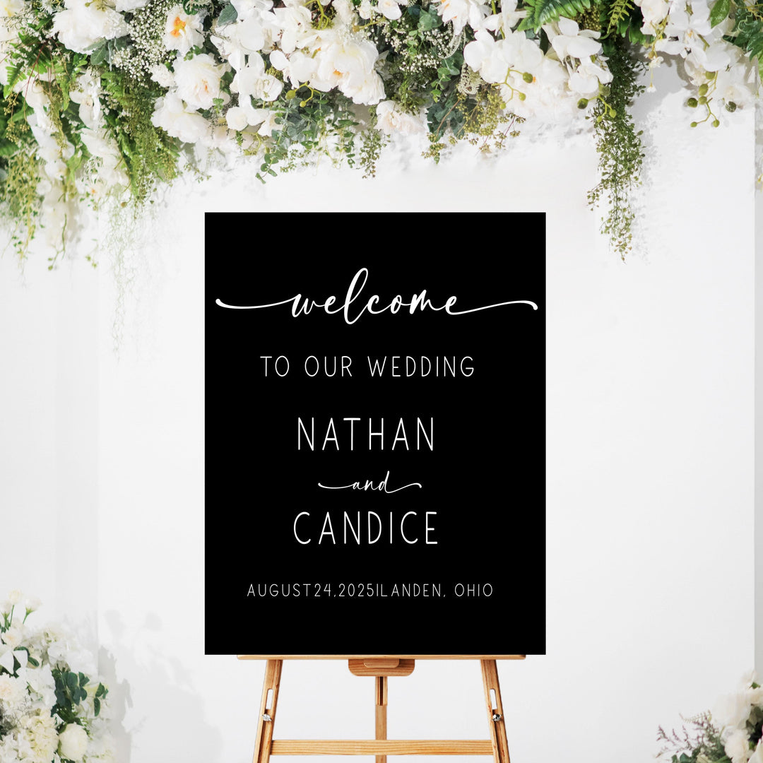 Minimalistic Wedding Welcome Signs Welcome To Our Wedding Sign Acrylic Personalized wedding Reception sign Wild flower Wedding entrance sign