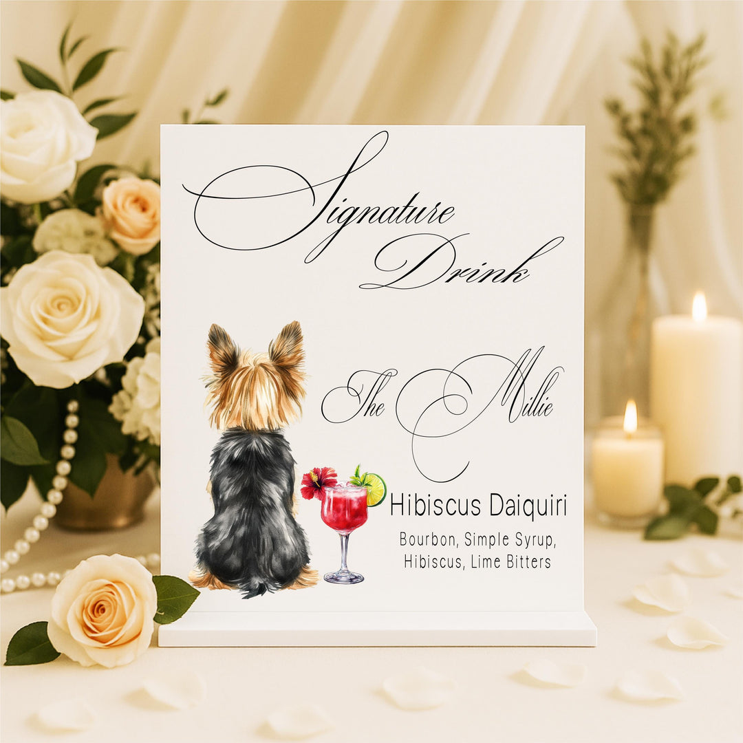 Custom Dog Signature Drink Sign: Acrylic Wedding Bar Menu