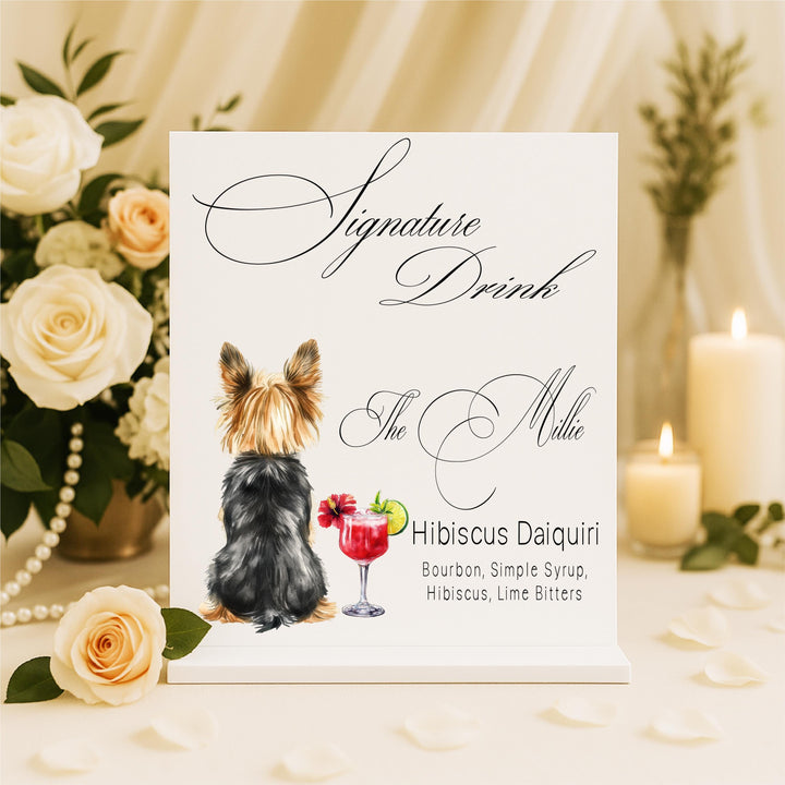 Custom Dog Signature Drink Sign: Acrylic Wedding Bar Menu