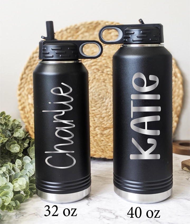 Custom name Water Bottle with Straw Back to School Stainless Steel Custom Bottle Sports water bottle Back to School Gifts for Kids bottle