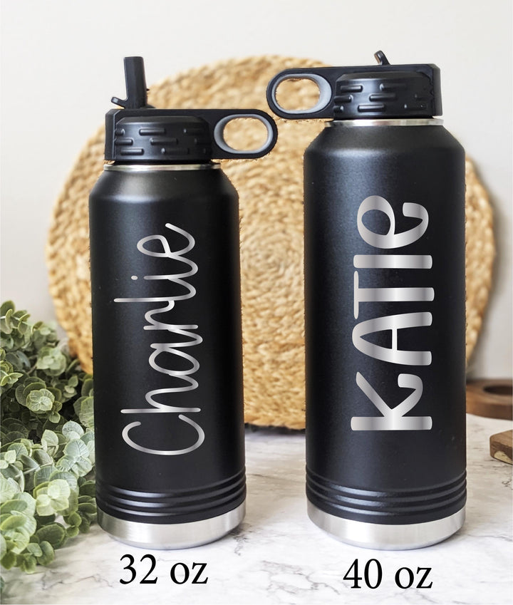 Custom name Water Bottle with Straw Back to School Stainless Steel Custom Bottle Sports water bottle Back to School Gifts for Kids bottle