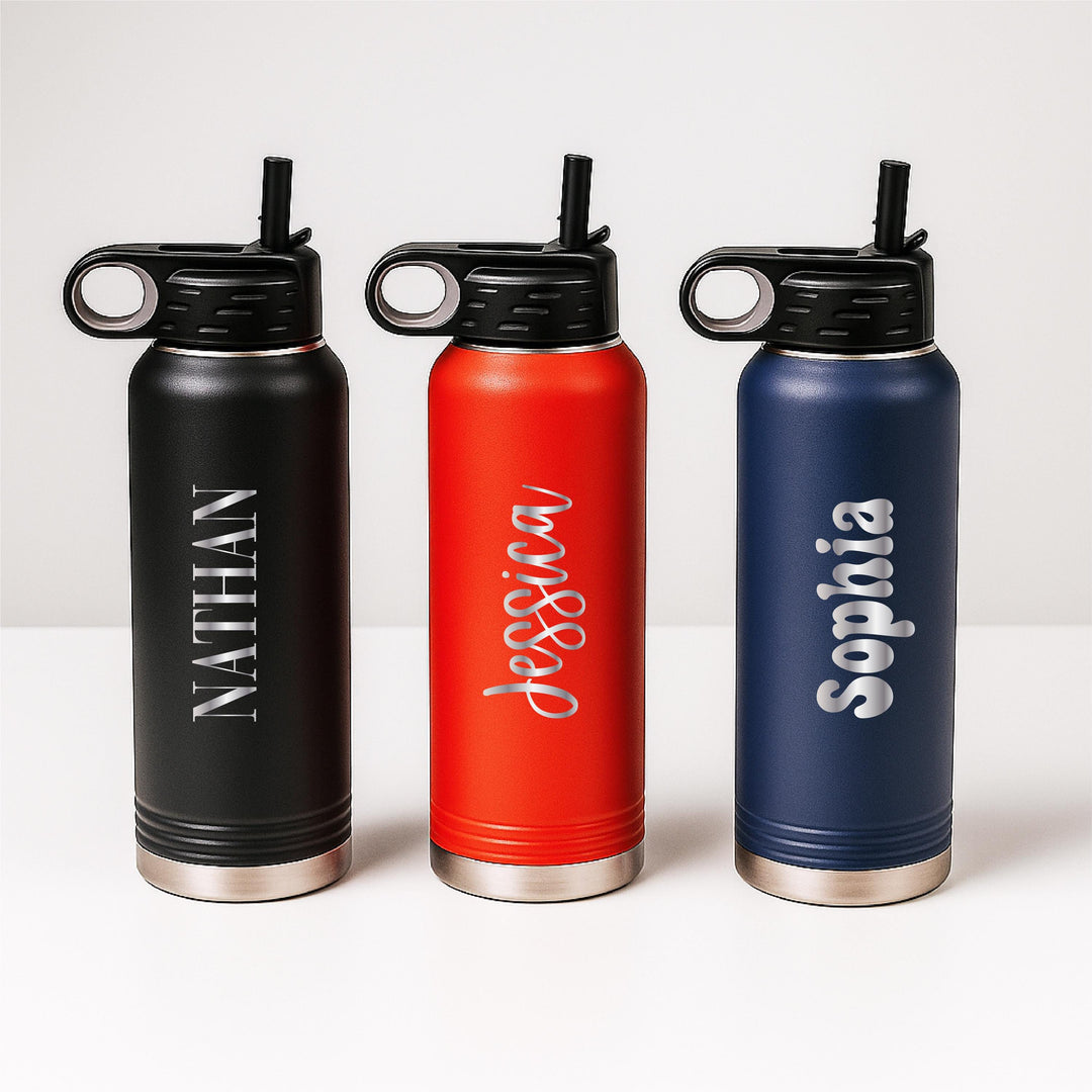 Custom name Water Bottle with Straw Back to School Stainless Steel Custom Bottle Sports water bottle Back to School Gifts for Kids bottle