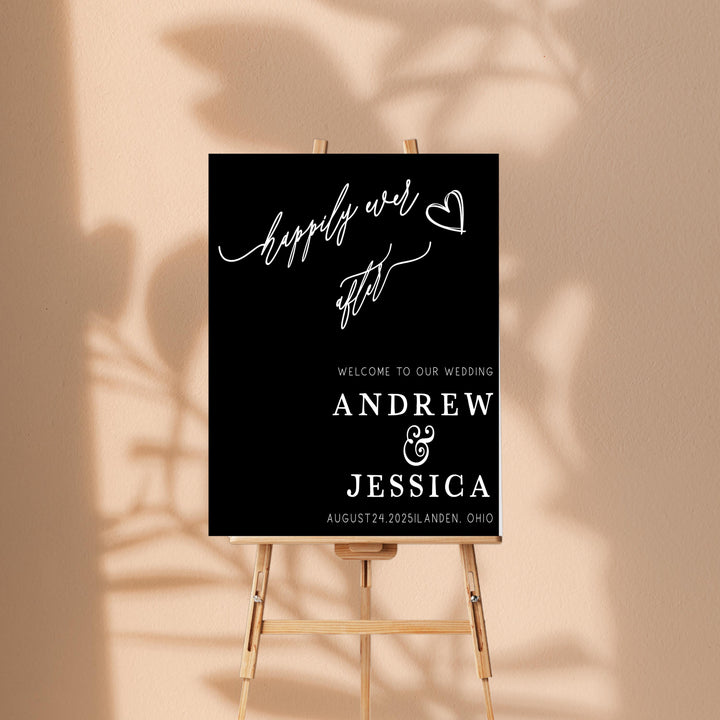 Modern Wedding Reception Welcome Sign Happily ever after Wedding Welcome Sign Happily ever after&nbsp;Sign Acrylic Personalized wedding sign