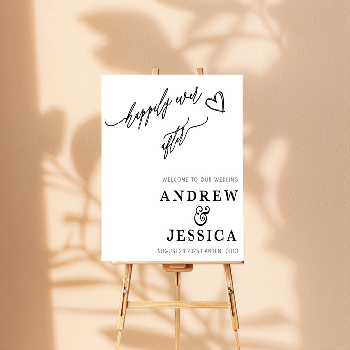Modern Wedding Reception Welcome Sign Happily ever after Wedding Welcome Sign Happily ever after&nbsp;Sign Acrylic Personalized wedding sign