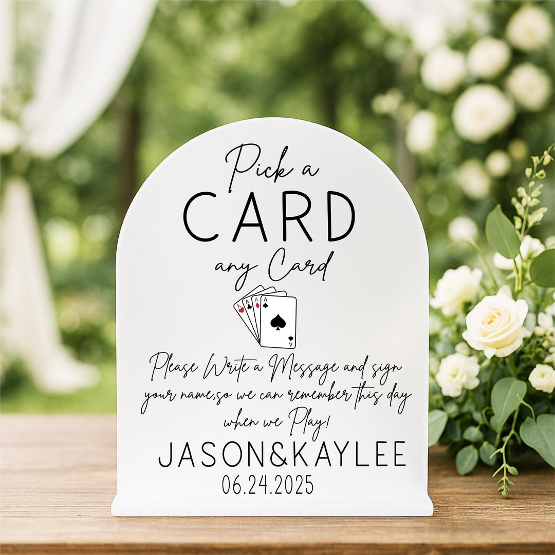 Playing Cards Guest Sign Pick A Card Any Card Custom Wedding Playing Card Sign Wedding signs Seat arrangement signs Guest book sign