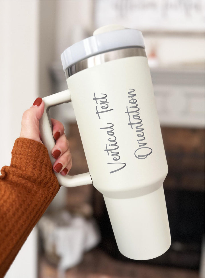 Custom Logo Tumbler with Handle | Personalized Business Mug | Engraved Insulated Travel Cup | Custom Text Cup | Gift for Clients or Staff
