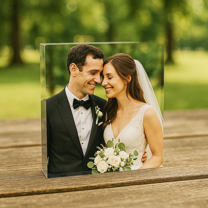 Custom Wedding Photo Keepsake Acrylic Block for Couples