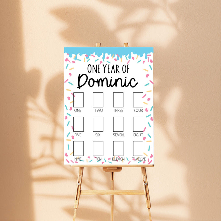 Sprinkle Theme First Birthday Photo Board Sign for Boys