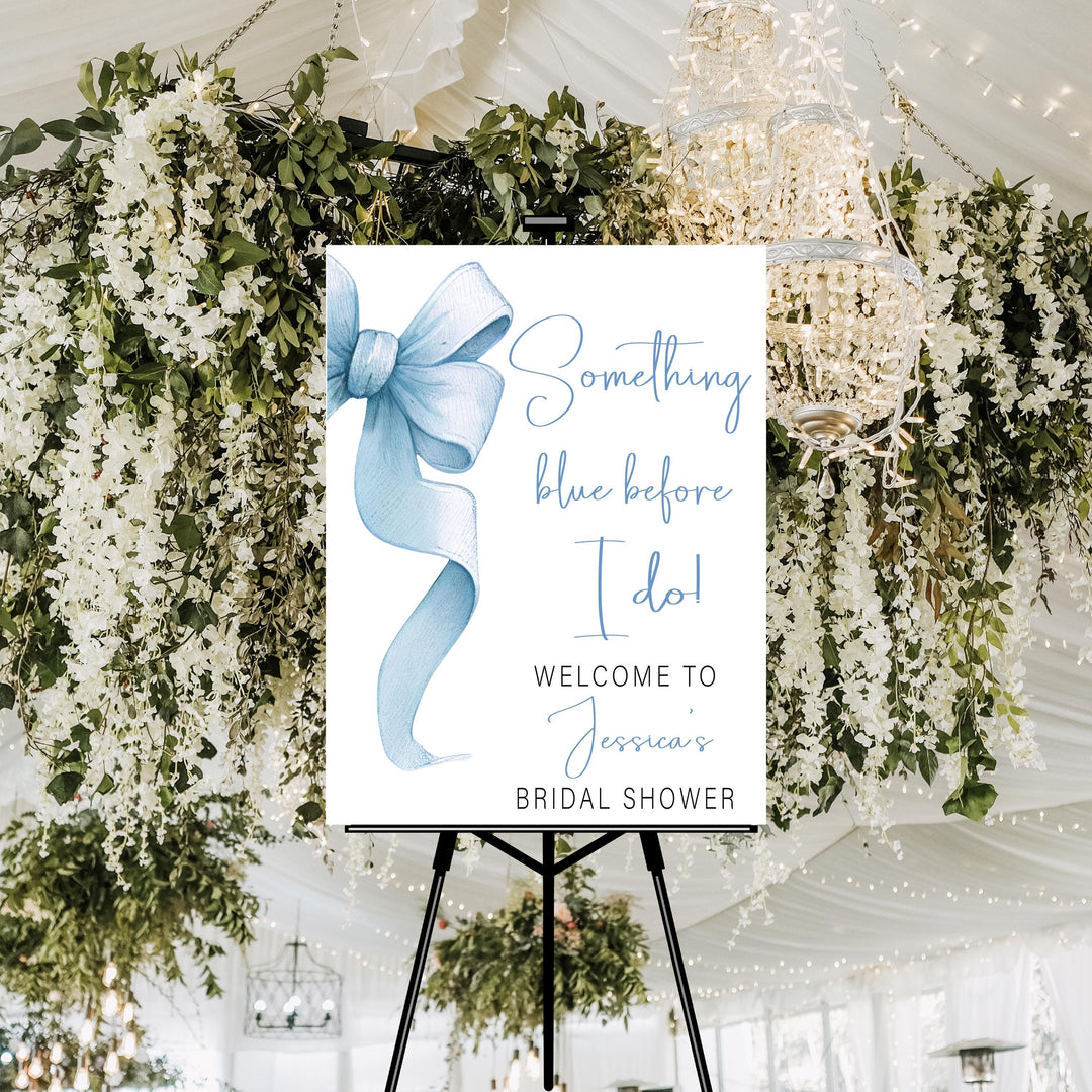 Something Blue Before I Do Bridal Shower Sign I do Blue bow Bridal Shower Welcome Sign Coquette Bow Bridal Shower Decor Wedding Signs