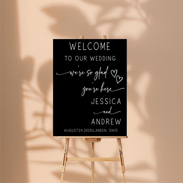 Wedding entrance sign Minimalistic Wedding Welcome Sign Welcome To Our Wedding Sign Acrylic Personalized wedding Reception sign Wild flower