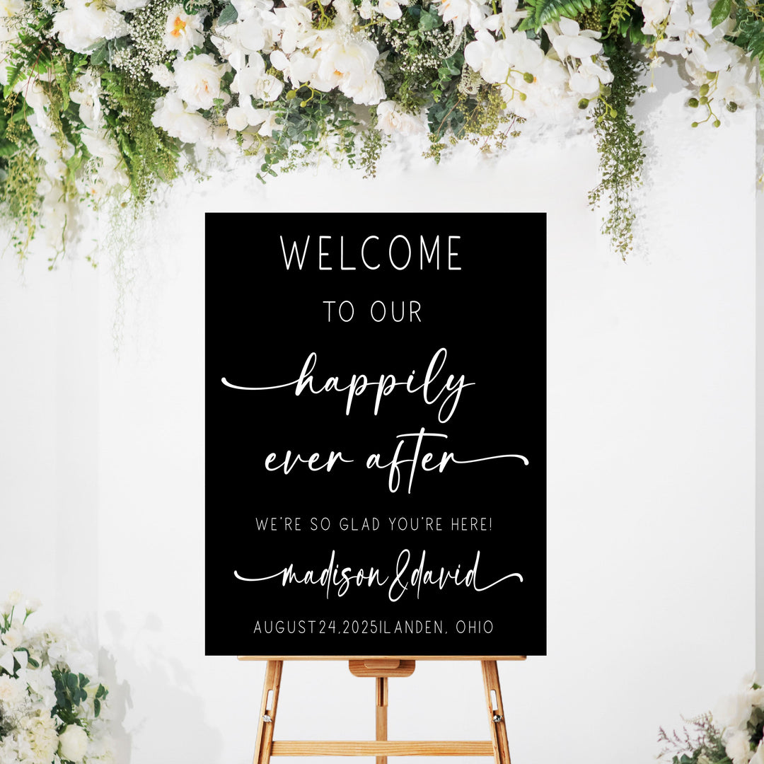 Happily ever after Wedding Welcome Signs Welcome To Our Wedding Sign Acrylic Personalized wedding Reception sign minimalistic sign