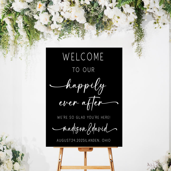 Happily ever after Wedding Welcome Signs Welcome To Our Wedding Sign Acrylic Personalized wedding Reception sign minimalistic sign