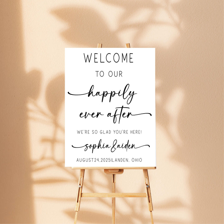 Happily ever after Wedding Welcome Signs Welcome To Our Wedding Sign Acrylic Personalized wedding Reception sign minimalistic sign