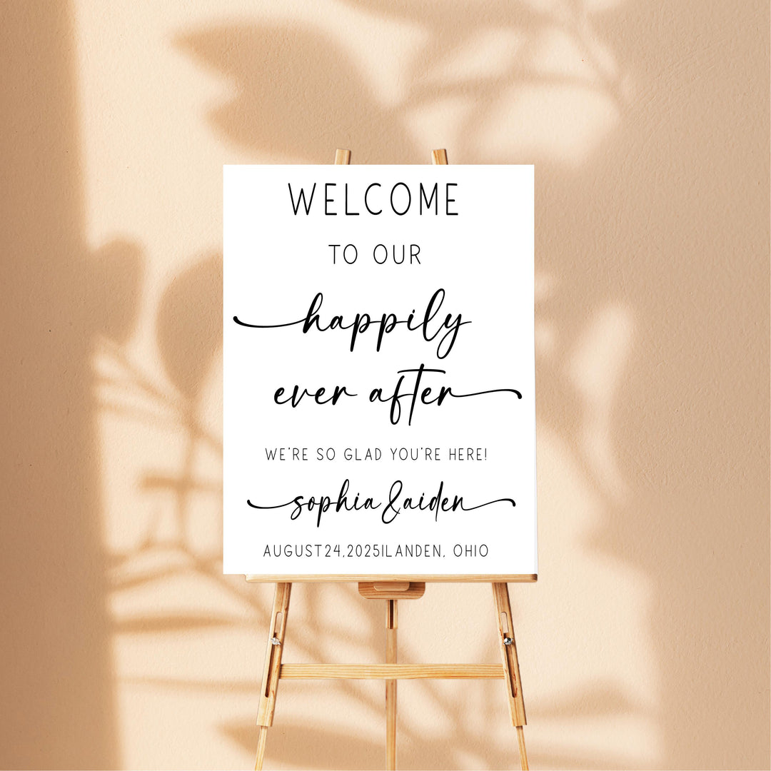 Personalized Wedding Welcome Sign – Happily Ever After