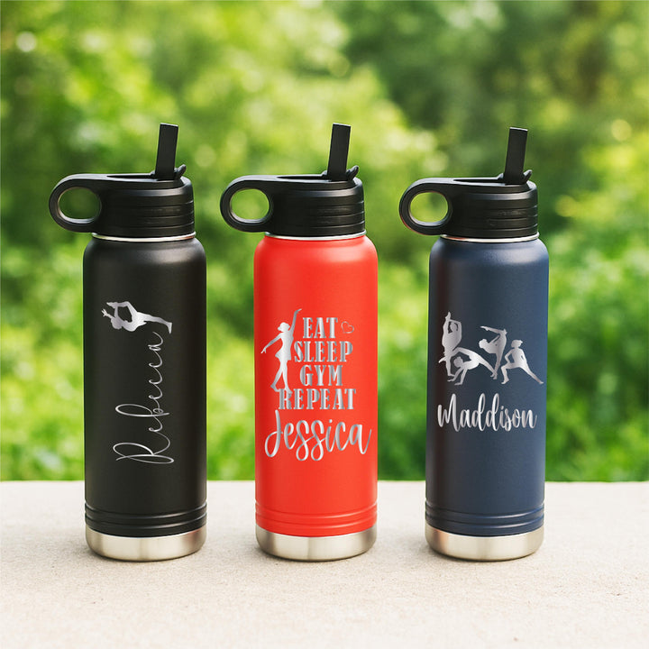 Personalized Gymnast Water Bottle | Custom Name Sports Bottle | Gymnastics Gift for Girls | Gymnastic coach gift | Name School bottle