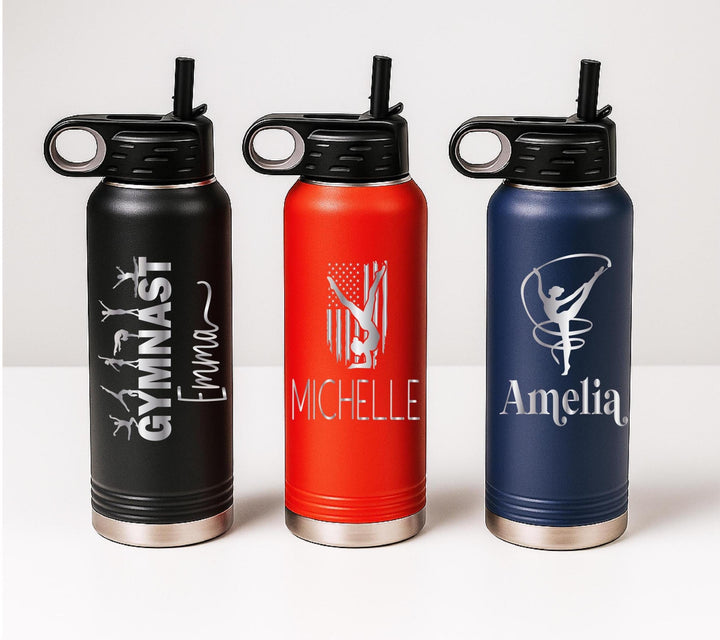 Personalized Gymnast Water Bottle | Custom Name Sports Bottle | Gymnastics Gift for Girls | Gymnastic coach gift | Name School bottle