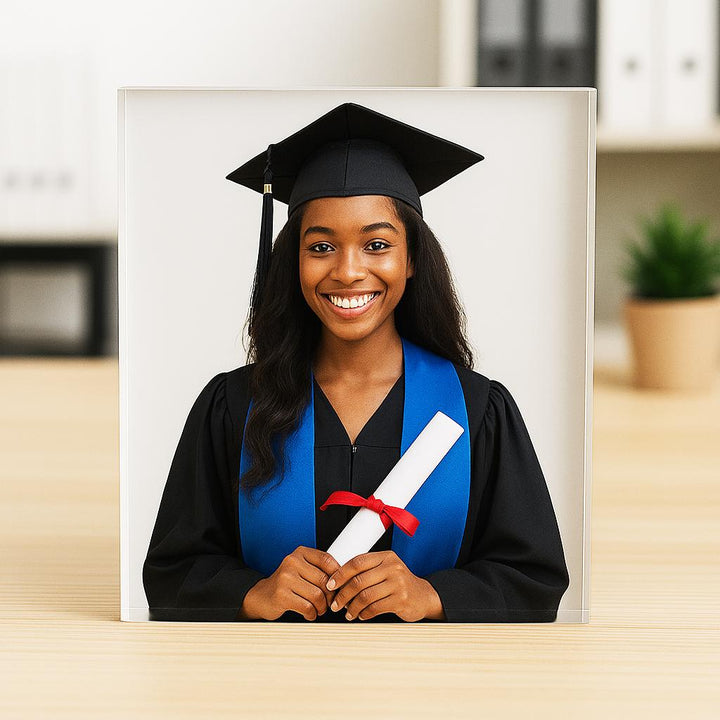 Personalized Graduation Photo Acrylic Block – Custom Keepsake Gift for Graduate, Class of 2025 Memory Display, Graduation Decor
