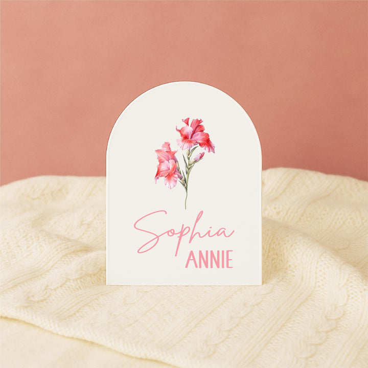 Birth Flower Baby Name Sign Personalized Acrylic Baby Announcement Floral Newborn Name Plaque Custom Baby Shower Gift newborn photo prop