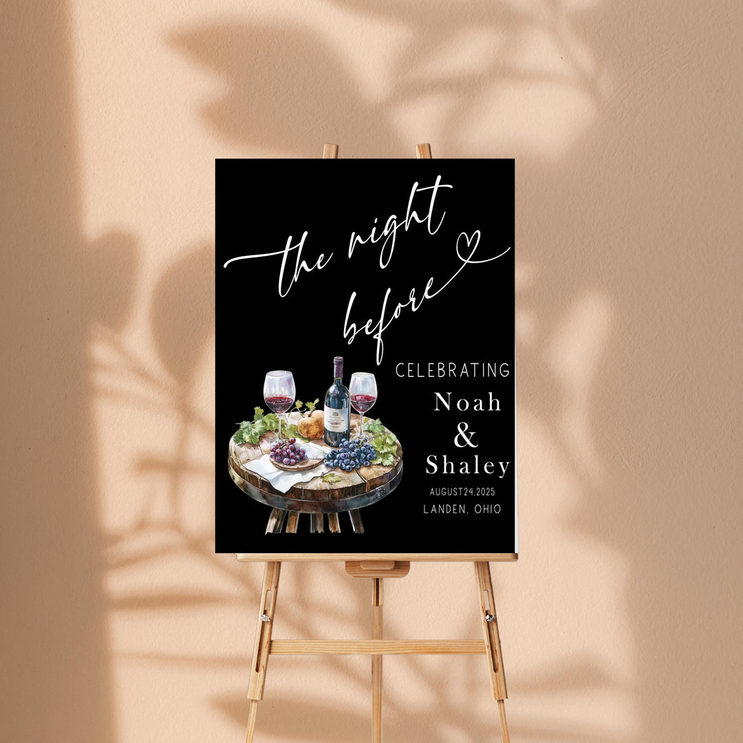 The Night Before Wedding Welcome Sign Custom Rehearsal Dinner Decor with Wine Theme, Charcuterie wine theme wedding Acrylic sign