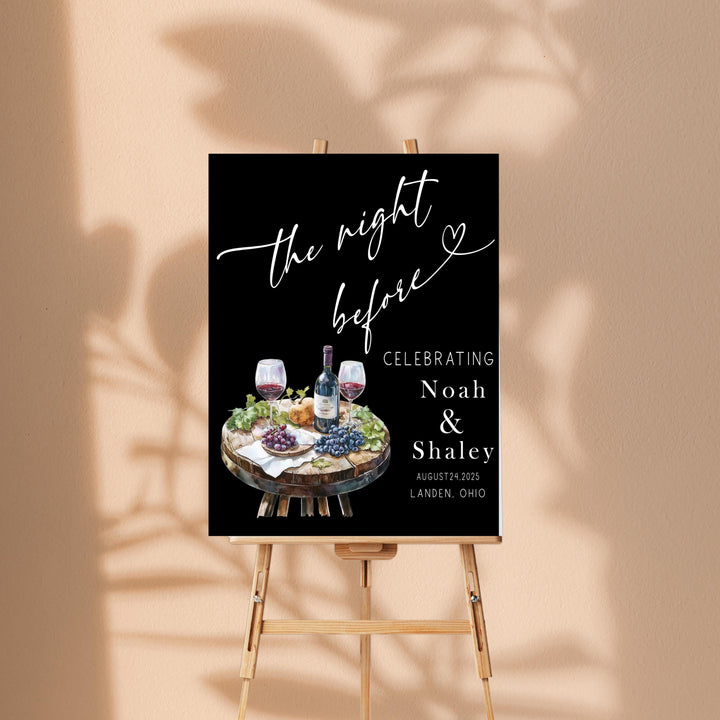 The Night Before Wedding Welcome Sign Custom Rehearsal Dinner Decor with Wine Theme, Charcuterie wine theme wedding Acrylic sign
