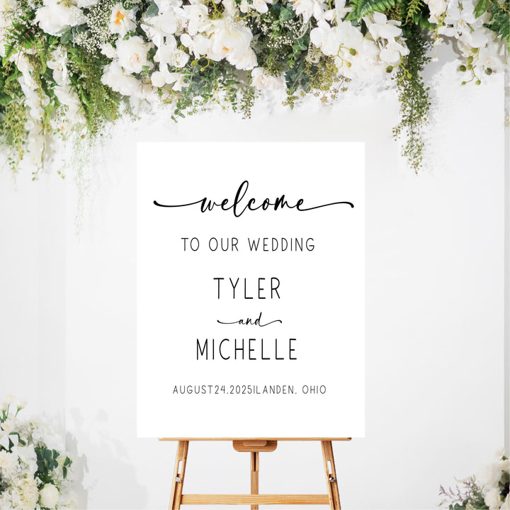 Minimalistic Wedding Welcome Signs Welcome To Our Wedding Sign Acrylic Personalized wedding Reception sign Wild flower Wedding entrance sign