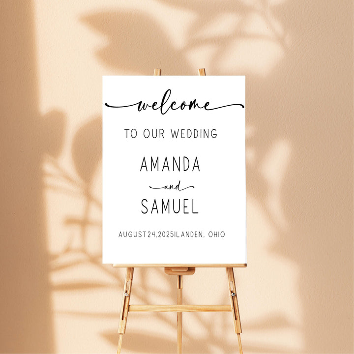 Minimalistic Wedding Welcome Signs Welcome To Our Wedding Sign Acrylic Personalized wedding Reception sign Wild flower Wedding entrance sign