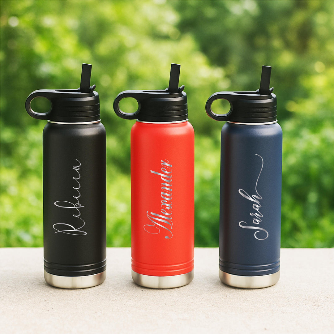 Custom name Water Bottle with Straw Back to School Stainless Steel Custom Bottle Sports water bottle Back to School Gifts for Kids bottle