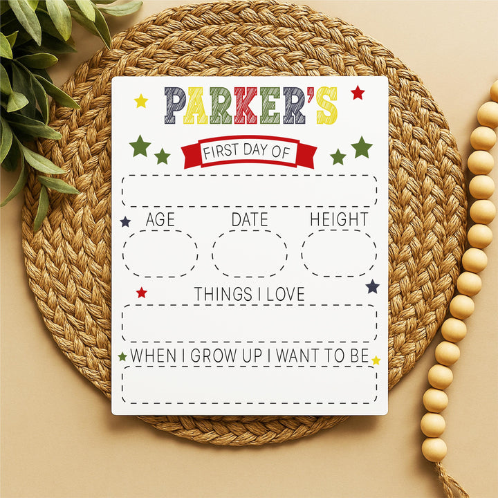 Personalized First Day of School Sign – Custom Back to School Board for Kids – Reusable Photo Prop for Preschool, Daycare, Kindergarten