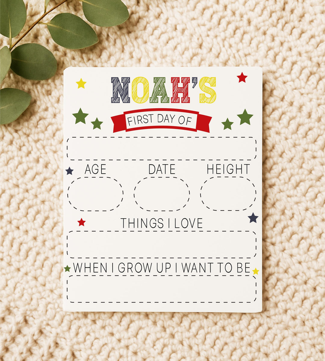 Personalized First Day of School Sign – Custom Back to School Board for Kids – Reusable Photo Prop for Preschool, Daycare, Kindergarten