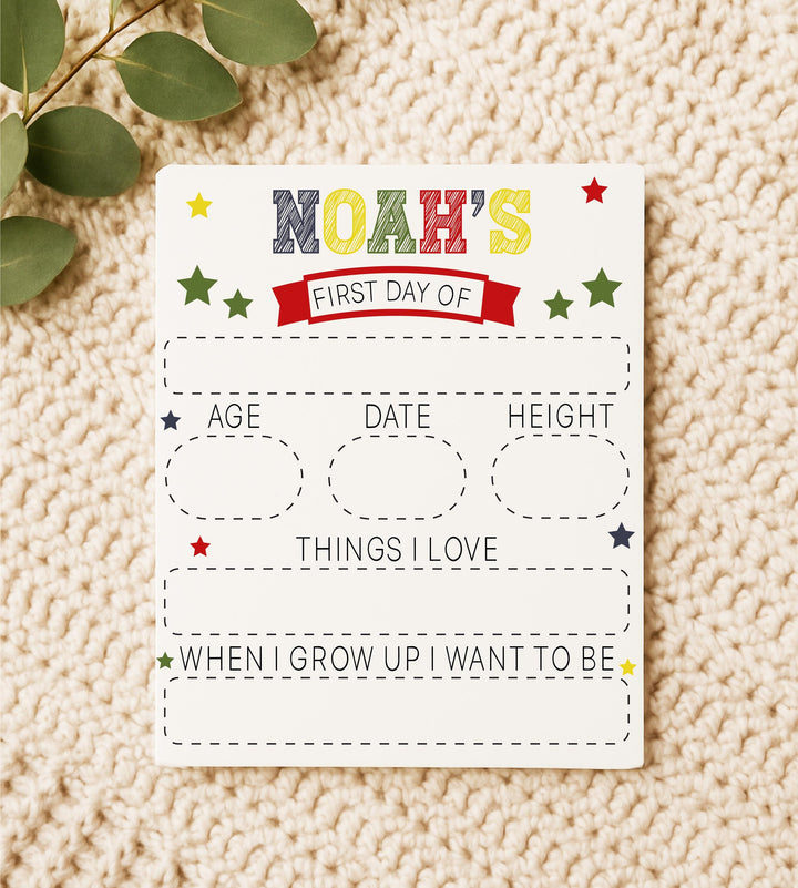 Personalized First Day of School Sign – Custom Back to School Board for Kids – Reusable Photo Prop for Preschool, Daycare, Kindergarten