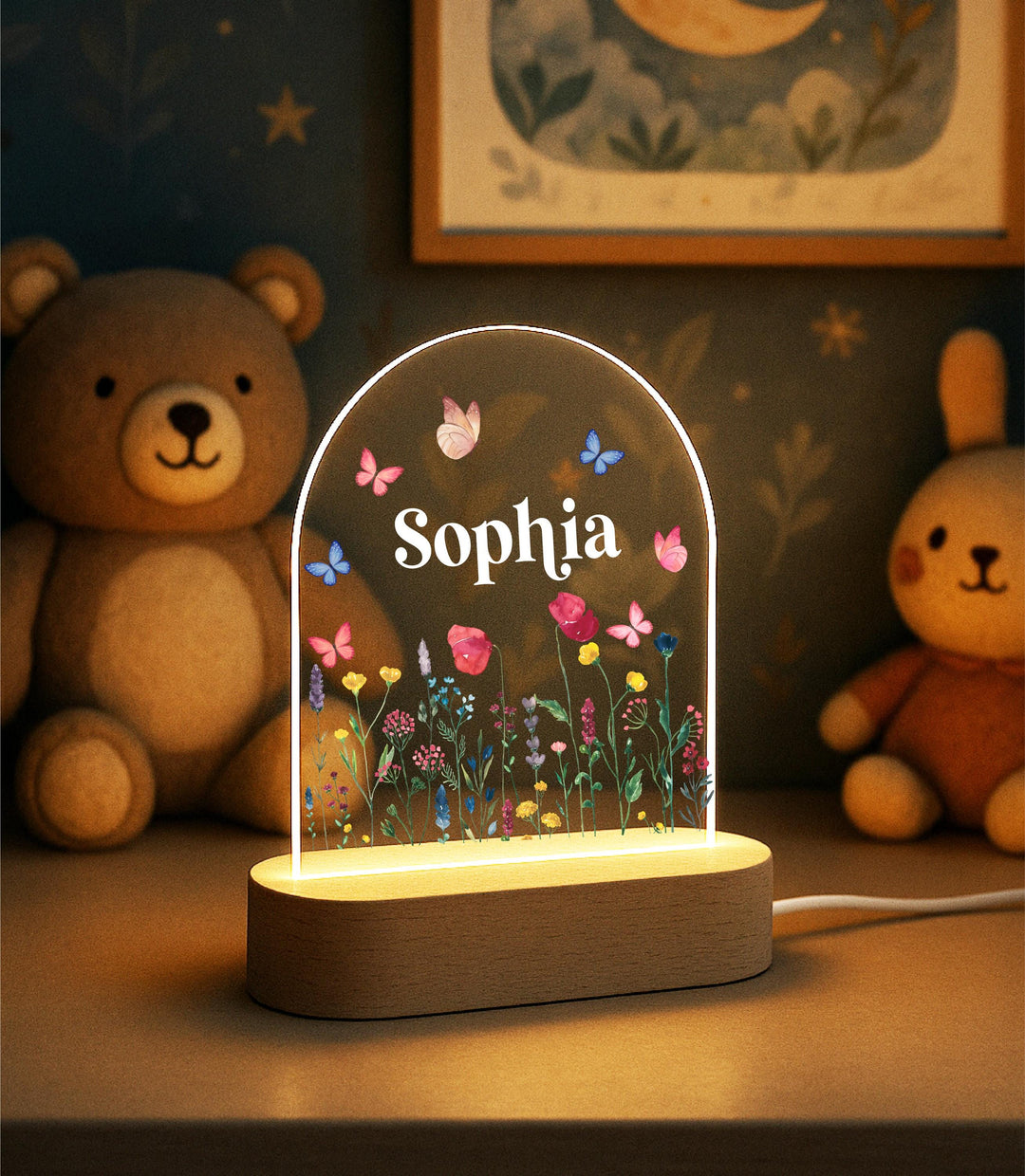 Personalized floral kids room decor Custom name led light Baby girl Gifts Nursery Decor Birthday Gift For Toddler with name light