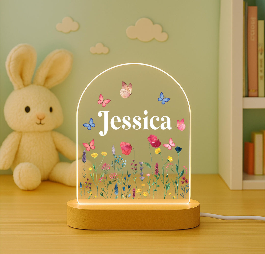 Personalized floral kids room decor Custom name led light Baby girl Gifts Nursery Decor Birthday Gift For Toddler with name light