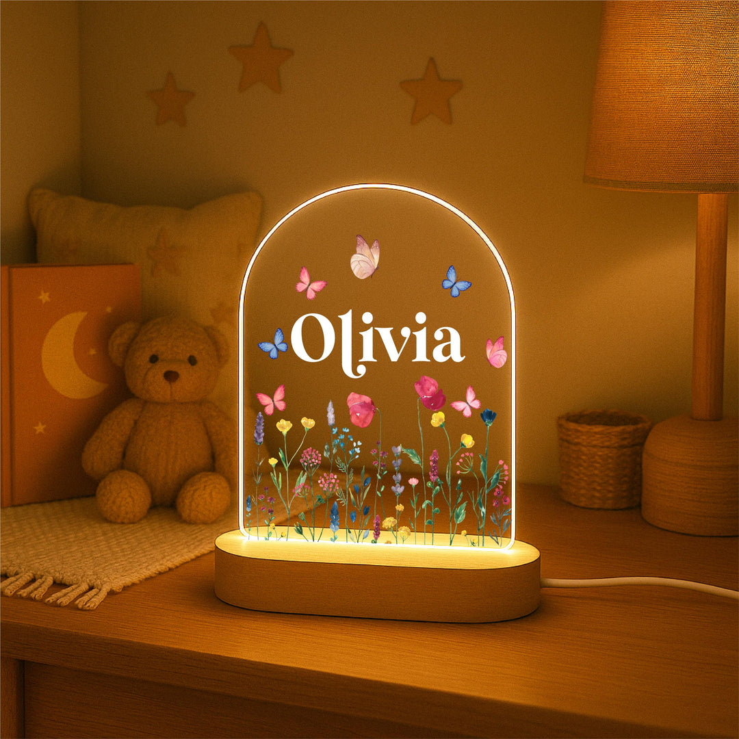 Personalized floral kids room decor Custom name led light Baby girl Gifts Nursery Decor Birthday Gift For Toddler with name light