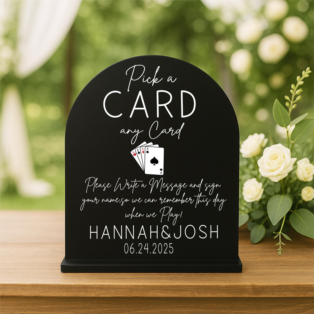 Playing Cards Guest Sign Pick A Card Any Card Custom Wedding Playing Card Sign Wedding signs Seat arrangement signs Guest book sign