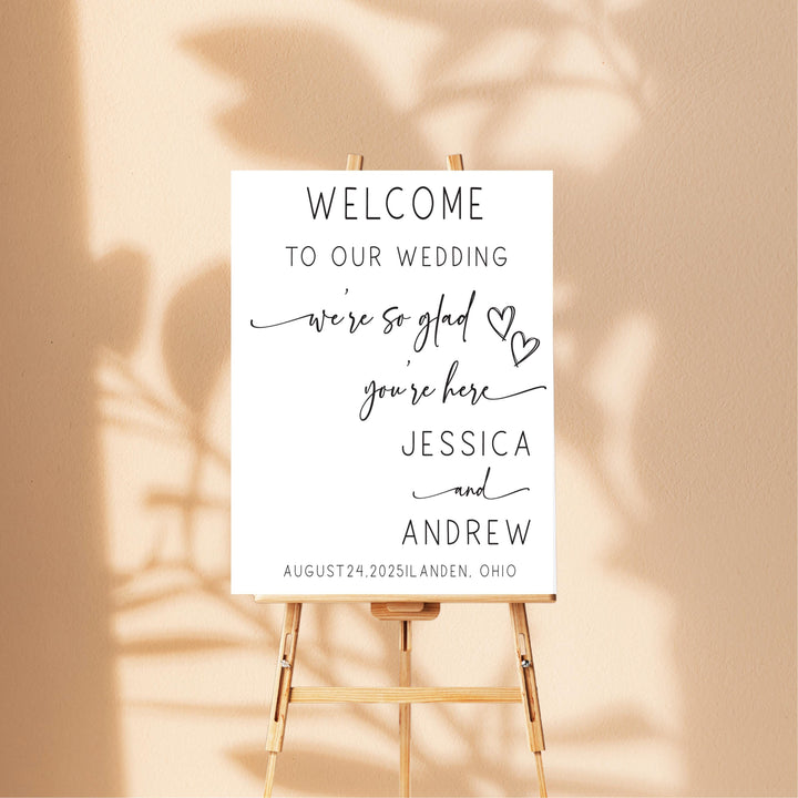 Wedding entrance sign Minimalistic Wedding Welcome Sign Welcome To Our Wedding Sign Acrylic Personalized wedding Reception sign Wild flower