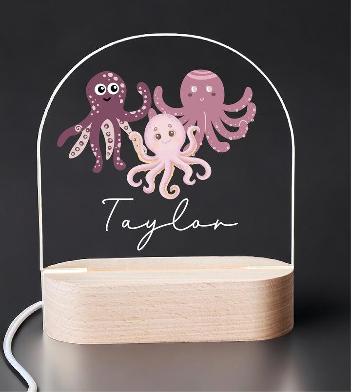 Personalized octopus ocean room decor Custom name led light Baby girl Gifts Nursery Decor